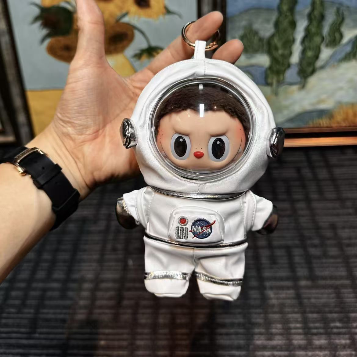 Labubu Astronaut Suit – White Spacesuit with Clear Helmet & Keychain for 17CM/6.7IN Dolls