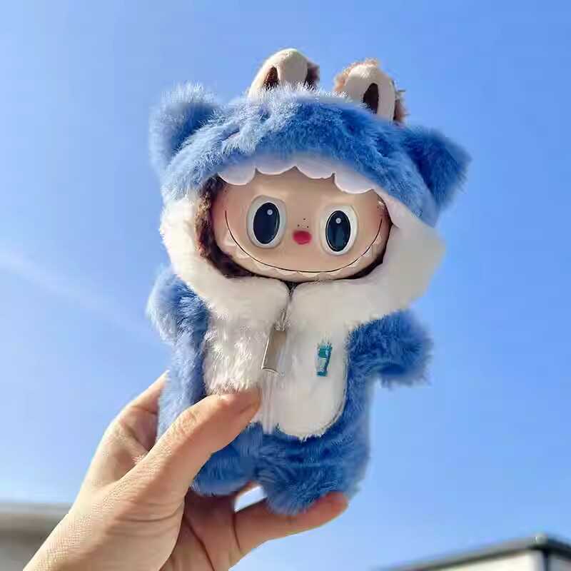 Labubu Shark Onesie – Handmade Zippered Outfit for 17CM/6.7IN Dolls