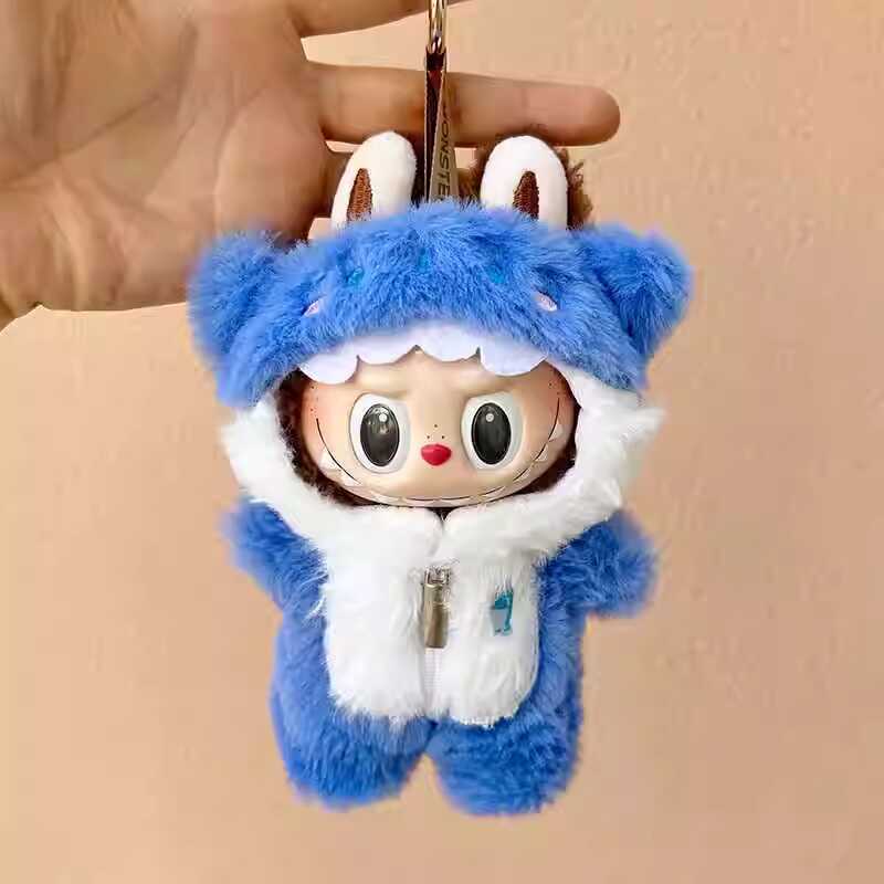 Labubu Shark Onesie – Handmade Zippered Outfit for 17CM/6.7IN Dolls