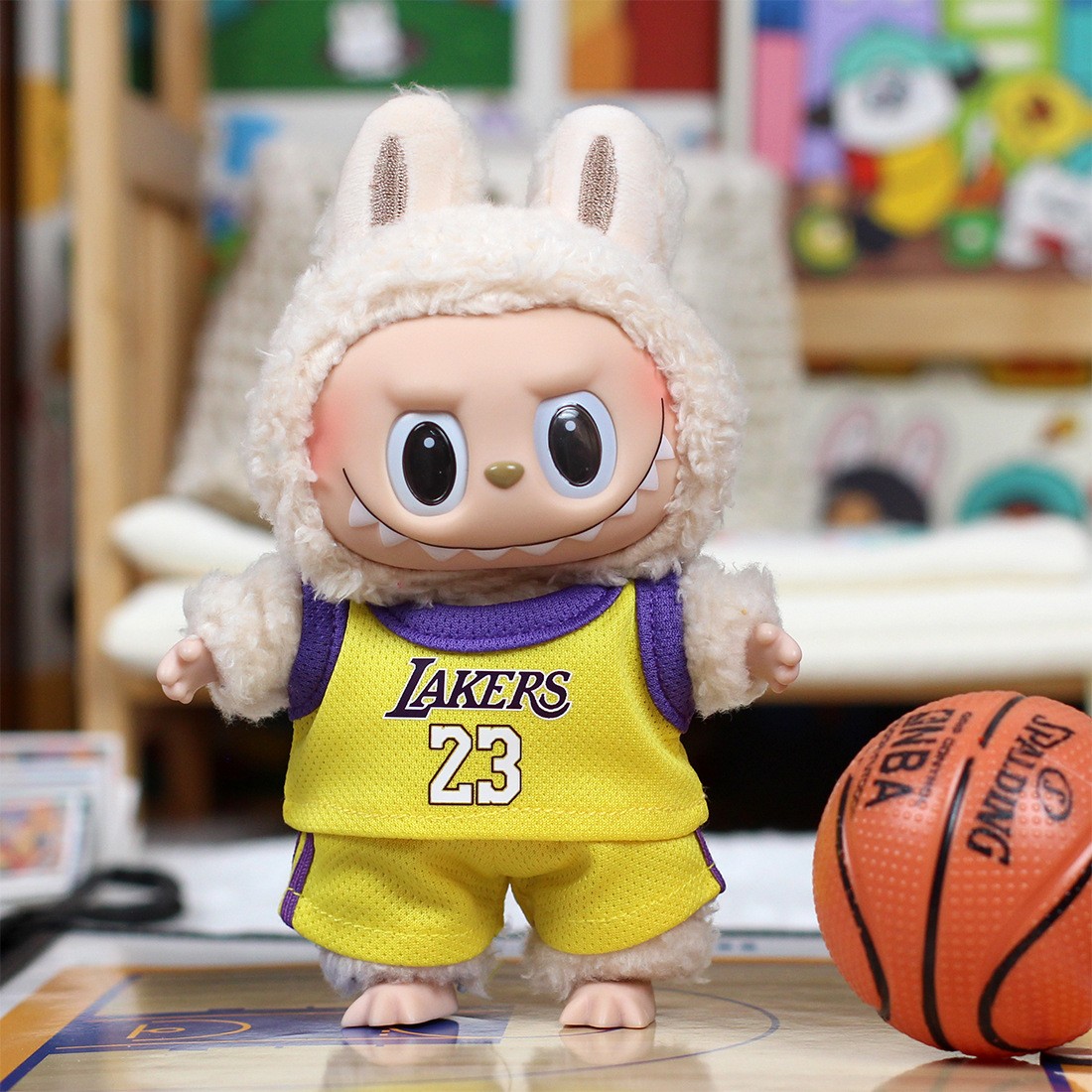 Labubu Lakers #23 Basketball Jersey Set – Handmade Sports Outfit for 17CM/6.7IN Dolls