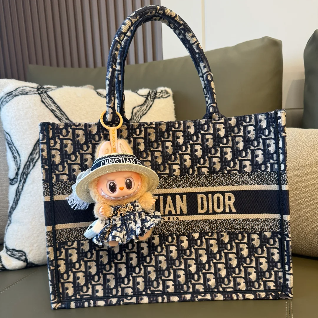Labubu Elegant Blue Outfit Set – Handmade Dress, Hat & White Crossbody Bag