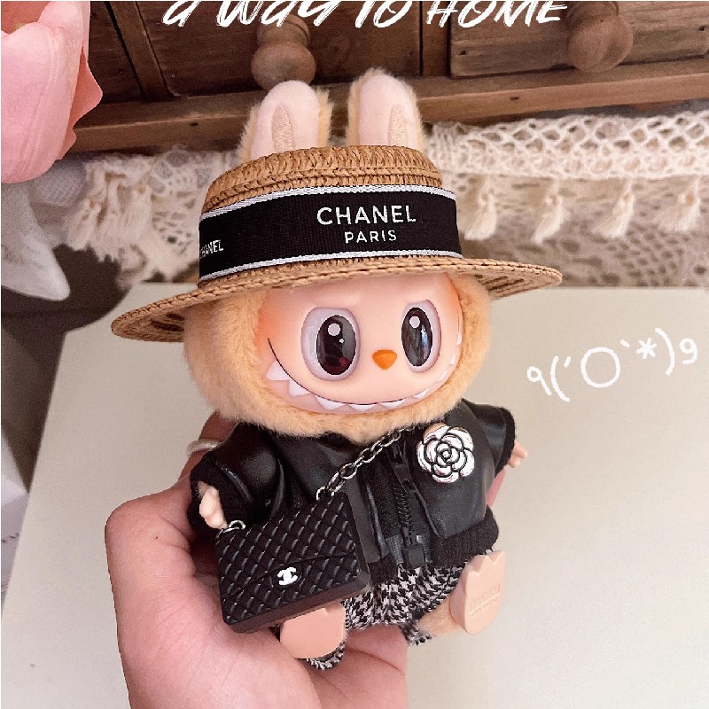 Labubu Cute Black Outfit – Handmade Luxury Clothes Set for 17CM/6.7IN Labubu Dolls