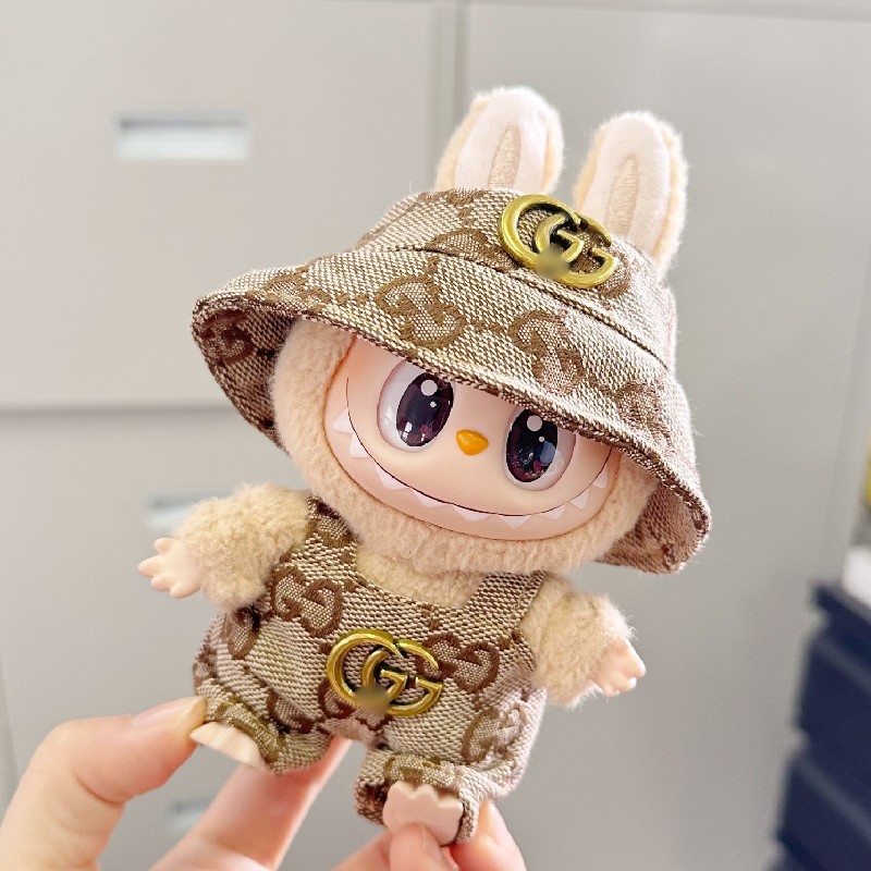 Labubu Cute Outfit – Handmade Designer Overalls & Hat Set for 17CM/6.7IN Dolls