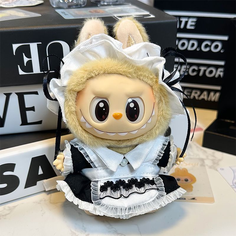 Labubu French Maid Outfit – Handmade Black & White Apron Dress Set for 17CM/6.7IN Dolls