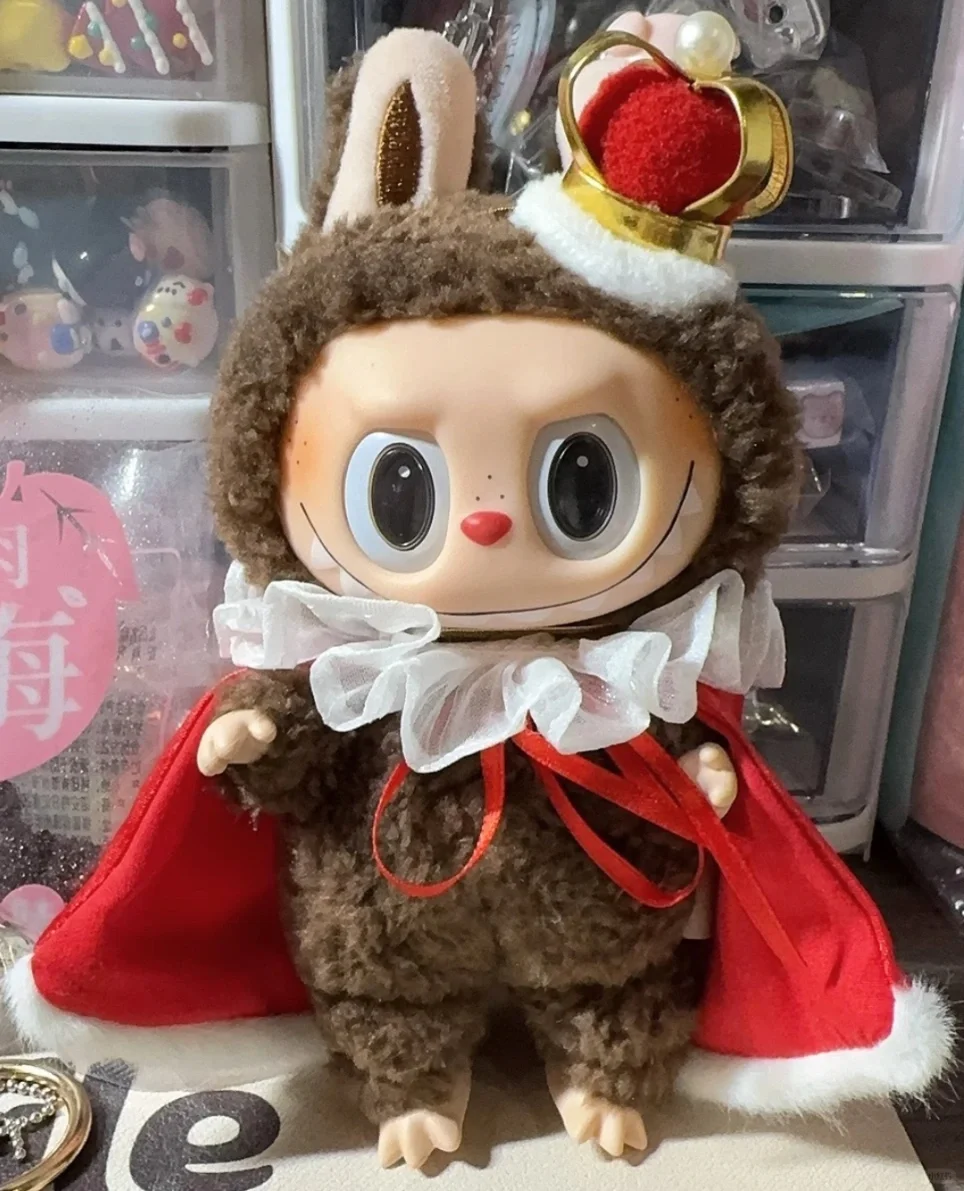 Labubu Royal King Outfit – Red Cloak, Crown & Collar Set for 17CM/6.7IN Dolls