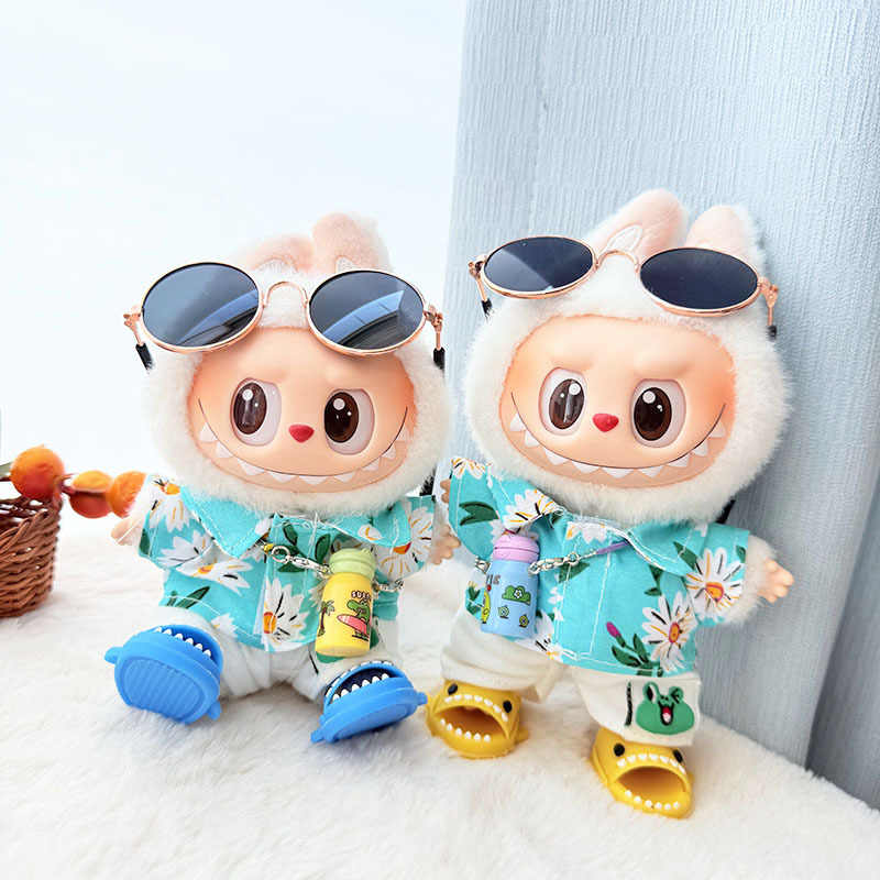 Labubu Summer Hawaiian Outfit Baby Blue – Tropical Vibes, Island Style!