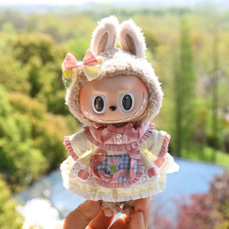 Handmade Embroidered Labubu Tulip Dress Set