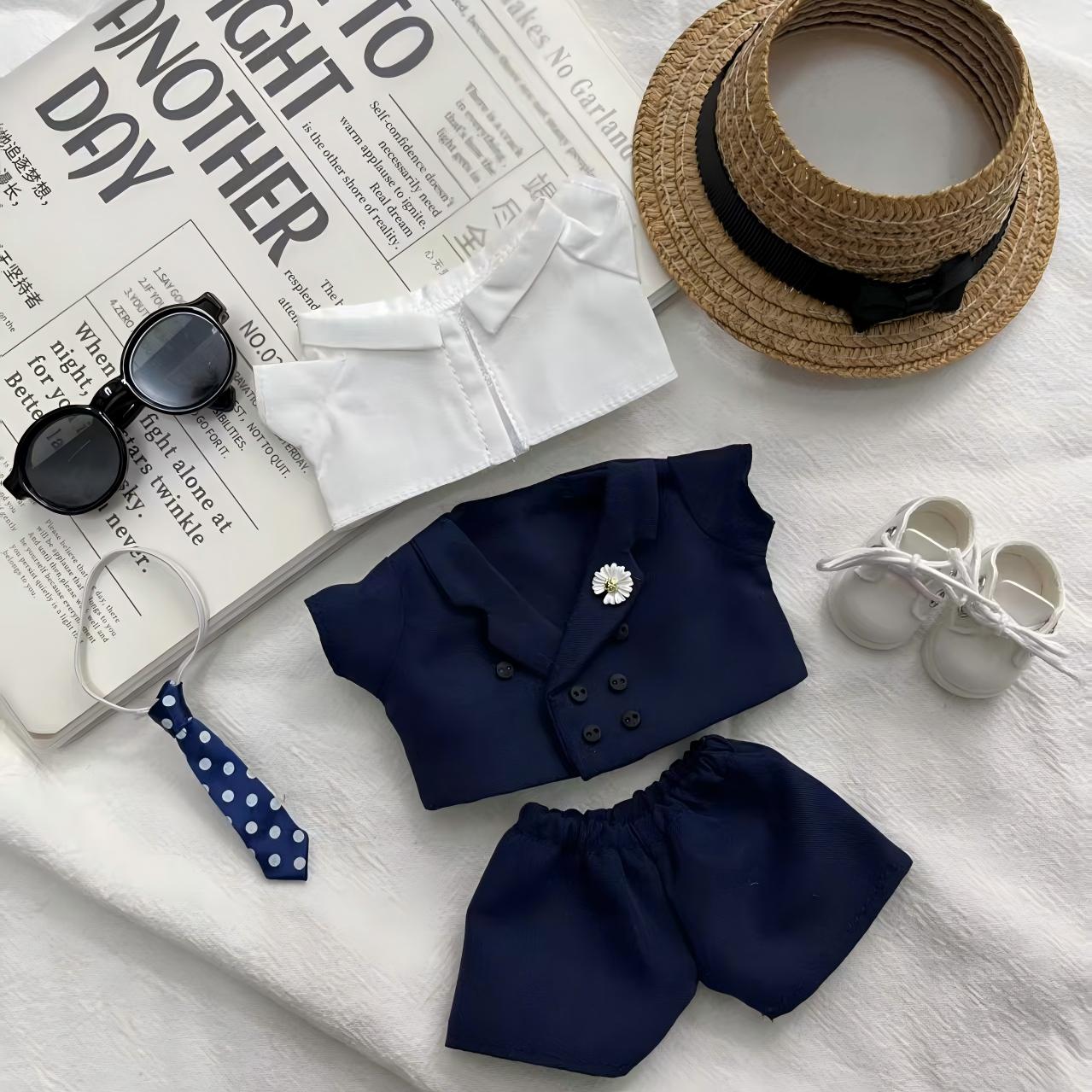 G-Dragon Inspired Navy Luxury Suit Set for Labubu